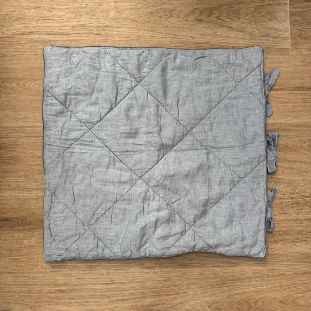 Pottery Barn Quilted Linen Cotton Silk Euro Pillow Sham